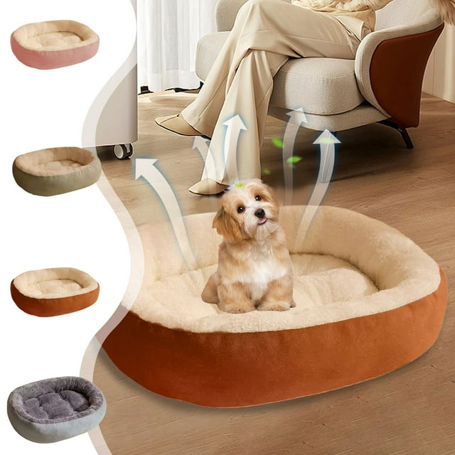 Casita Ovalada para Mascotas, Cama Cálida para Perros y Gatos, Almohadilla de Forro Polar para Mascotas, Color Marrón, 50 X 40 Cm, Lavable a Máquina, Accesorios para Mascotas, 1 Unidad