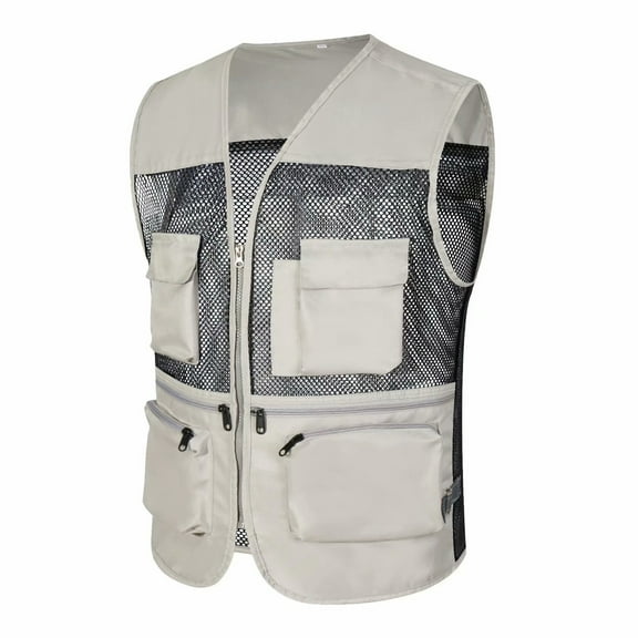 Men's Multi-Pockets Fishing Travel Cargo Vest - Zipper Front Sleeveless Jacket, Breathable Lightweight, L-XXXL, Outdoor Work