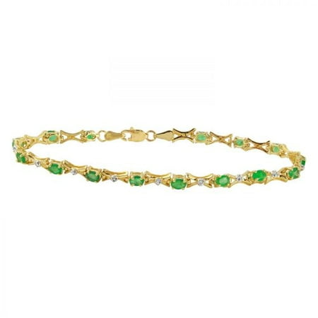 Foreli 2.04CTW Emerald And Diamond 10k Yellow Gold Bracelet