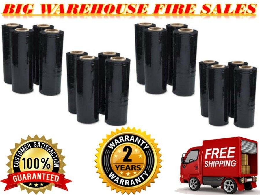 1 Hand Stretch Film Shrink Wrap Black Pallet Wrap 18" x 1500 ft 80g