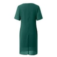 thumbnail image 7 of oqasdz Womens Summer Dresses Solid Color Patchwork Chiffon Round Neck Short Sleeved Relaxed Fit Soft Dress Casual Party Outwear, 3X, 7 of 7