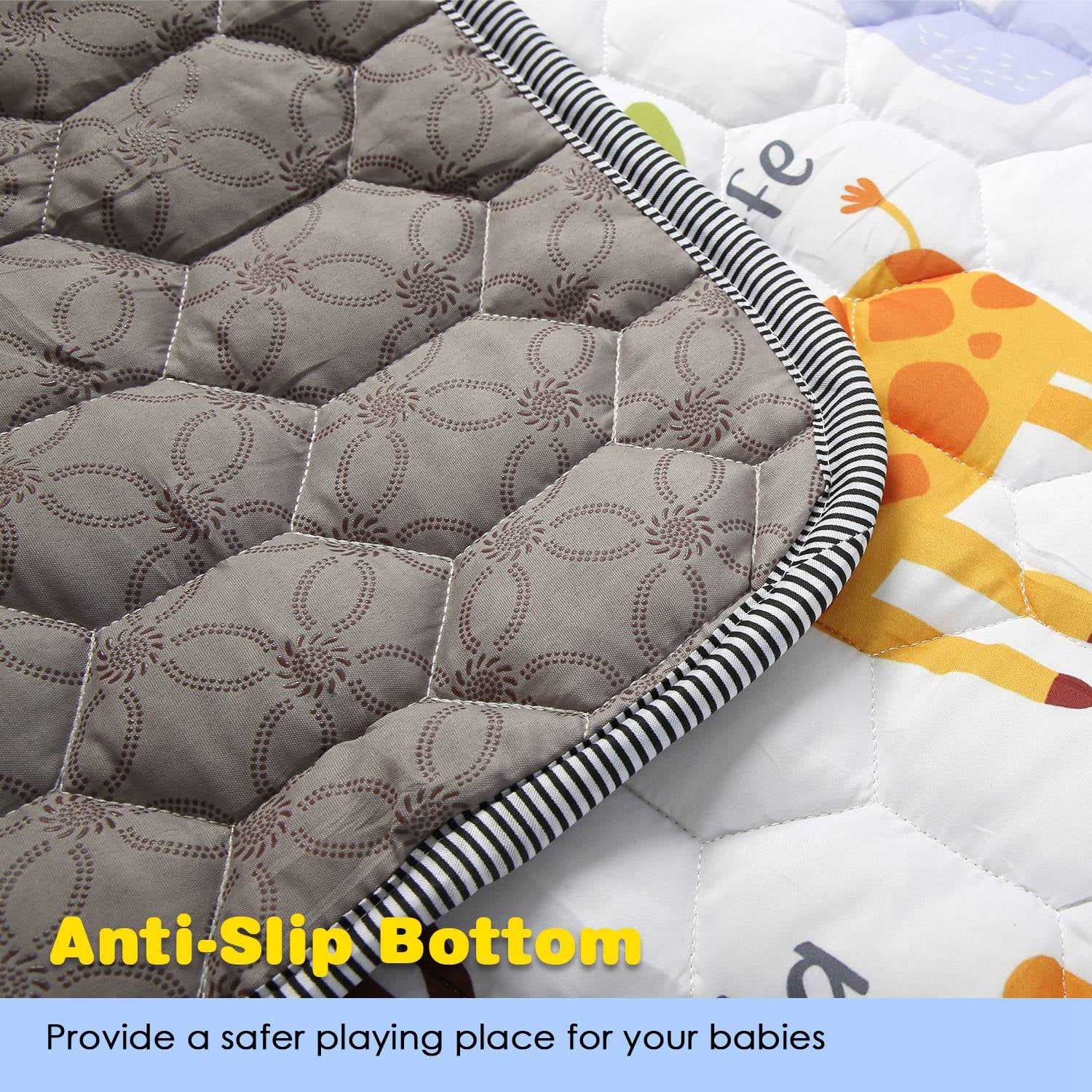 Non-Slip Baby Play Mat TeqHome 50x50" Foldable Playpen Mat Machine Washable Baby Crawling Mat for Babies Toddler Play Tummy Time (S, Animal)