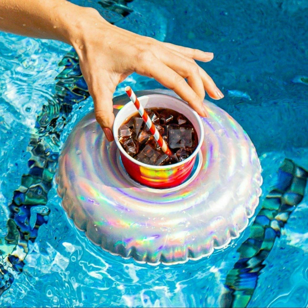 Holographic Color Changing Drink Floats for Swimming Pool, Durable PVC
