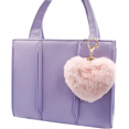 thumbnail image 3 of Women's Heart Puffball Keychain Faux Fur Pom Pom Keyholder Bag Accessory Keyring Backpack Charms for Girls--Pink, 3 of 3