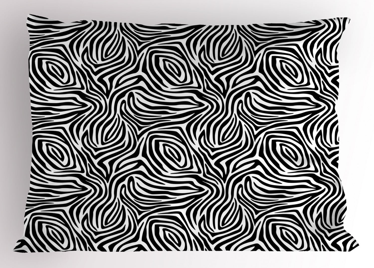 Stripes Pillow Sham African Zebra Skin Pattern with Abstract Lines Monochrome Wild Animal Hide Design, Decorative Standard Queen Size Printed Pillowcase, 30 X 20 Inches, Black White, by Ambesonne