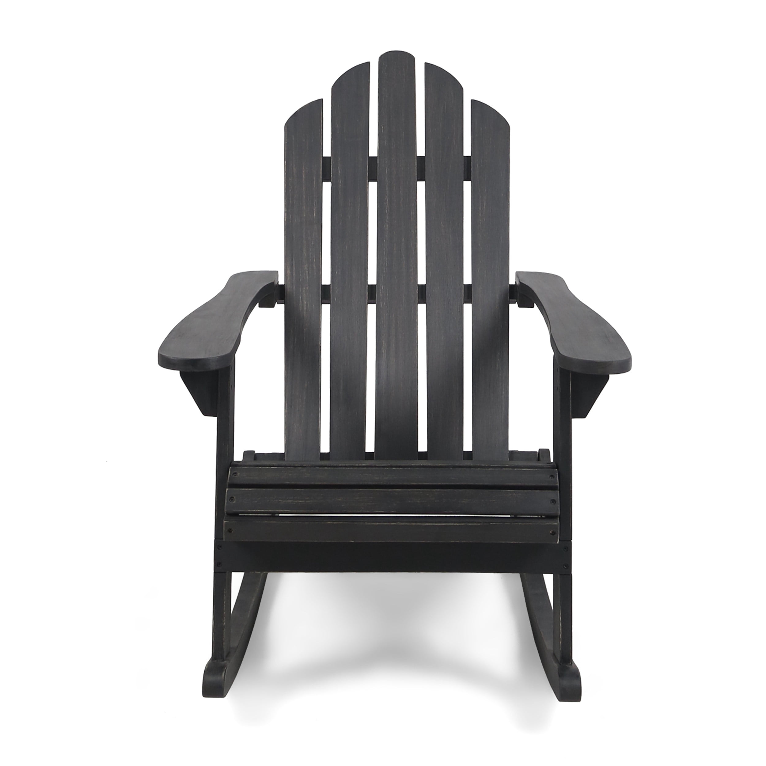 Outdoor Adirondack Rocking Chair, Solid Acacia Wood Swing Rest Seat for Patio Garden, Dark Gray