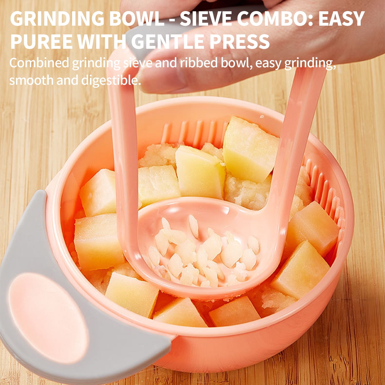 2 pcs Hand Masher for Baby Food Masher Bowl Potato Crusher Kitchen and Pestle Toddler Food Presser Homemade Food Bowls for Child  Food Citrus Juicer