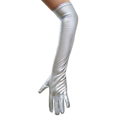 SeasonsTrading Silver Metallic Gloves - Costume, Prom, Party Dress Up