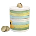 thumbnail image 1 of Music Piggy Bank, Acoustic Guitar on Colorful Painted Aged Wooden Planks Rustic Country Design Print, Ceramic Coin Bank Money Box for Cash Saving, 3.6" X 3.2", Multicolor, by Ambesonne, 1 of 4