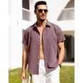 thumbnail image 2 of Camisa Alimens & Gentle de lino para hombre, manga corta, color rojo vino, 2XL, 2 of 5