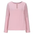 thumbnail image 3 of JGGSPWM Women's Fashion Casual Solid Color Round Neck Long Sleeve Button-Up Tops Soft Cozy Breathable Spring Shirts Pink S, 3 of 5