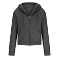 thumbnail image 4 of Idoravan Womens Hoodies with Zippers Women Casual Solid Long Sleeve Zipper Pocket Shirt Drawstring Hooded Sweatshirt Tops with Frant Pocket Jacke Dark Gray, 4 of 7