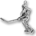 thumbnail image 1 of Sterling Silver 24" 1.2mm Box Chain 3D Hockey Player Skating Hockey Stick Pendant Necklace, 1 of 2