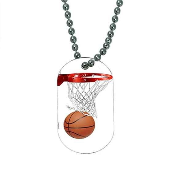 KuzmarK Pendant Dog Tag Necklace - Basketball Hoop Basketball