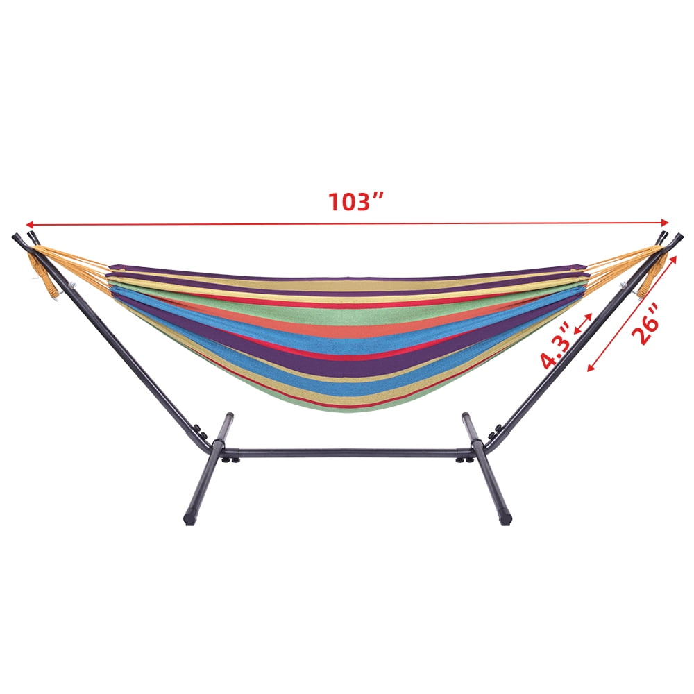 Tcbosik Hammock with Metal Stand and Carrying Bag for Indoor & Outdoor, Garden, Patio, Balcony, Backyard, Easy Assembly, Colorful