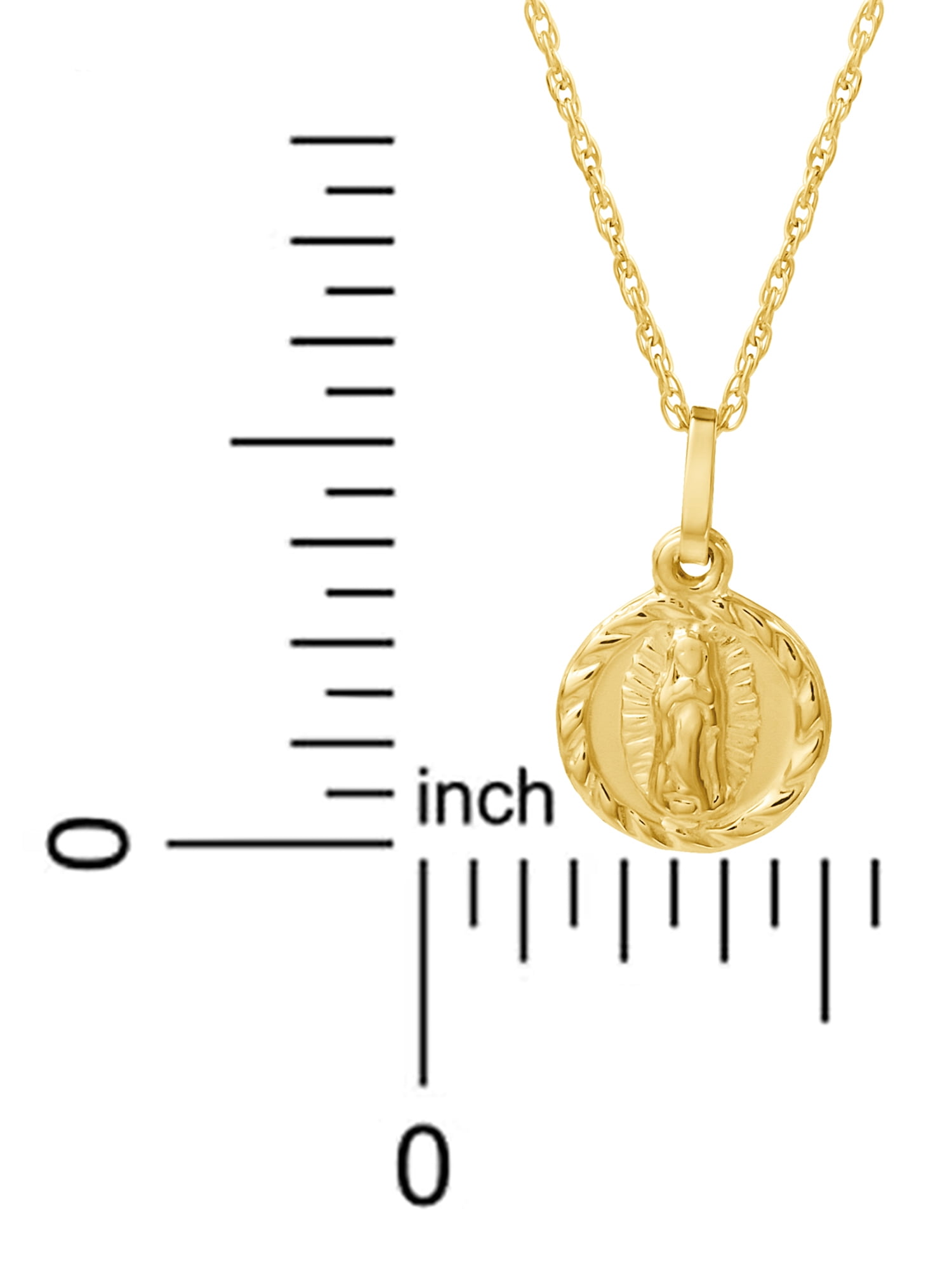 Brilliance Fine Girl’s/Tween 14K Yellow Gold Virgin Mary Medal Pendant, 18” Chain
