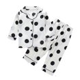 thumbnail image 2 of Girls Silk Pajamas Set Fashion Cow Print Long Sleeve Button Down Shirt and Pants 2 Pieces Sleepwear White 4-5 Years, 2 of 5