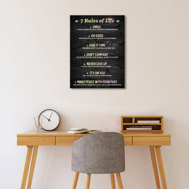  CRYUWOX 7 Rules of Life Inspirational Wall Art Framed
