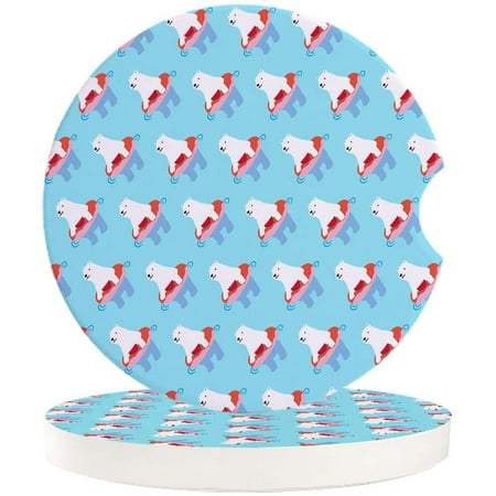 

KXMDXA Cute Polar Bear Swimming Pattern Set of 6 Car Coaster for Drinks Absorbent Ceramic Stone Coasters Cup Mat with Cork Base for Home Kitchen Room Coffee Table Bar Decor
