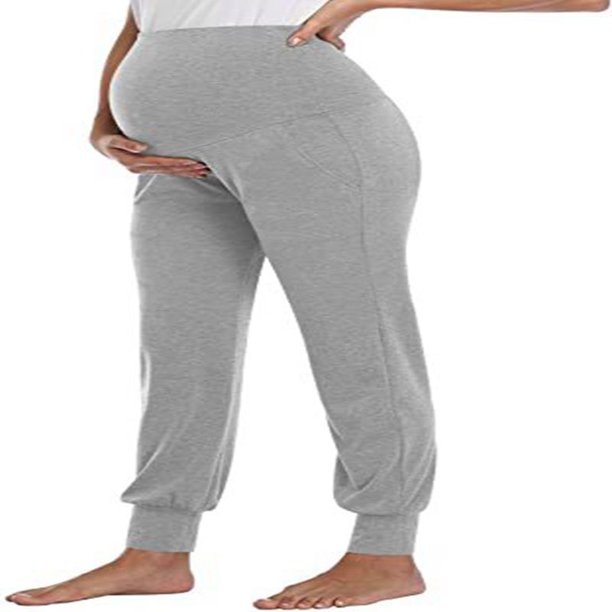 Pantalones de elevación del vientre embarazada Pantalones de color puro de verano para mujeres