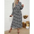 thumbnail image 6 of Women's Paisley Print Long Sleeve Midi Dress 100% viscose with flowing drape and easy everyday wear for versatile style, 6 of 11
