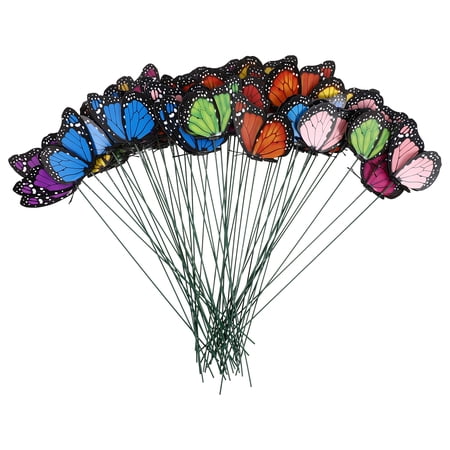 50Pcs Butterflies Stakes Decoration Ornaments for Outdoor Yard Planter