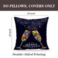 thumbnail image 3 of LALILO Throw Pillow Covers Happy New Year Greeting Card With Colorful Triangle Glass And Vintage File With Set of 2 Square 18 x 18 Inch Pillowcase, 3 of 5