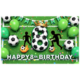 thumbnail image 2 of Green Balloon Soccer Banner Happy 8th Birthday Party Decoration Kids Celebration Backdrop for Soccer Party Children Event, 2 of 8