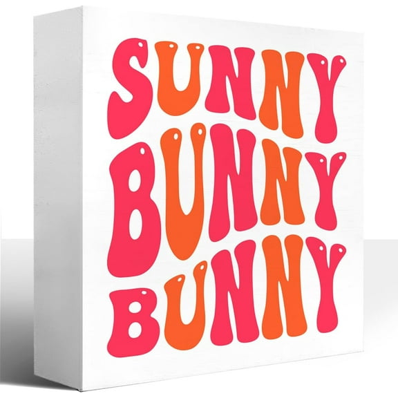 Zomyto 7"x7" Easter Decoration for Teens Kids,Easter Wood Box Sign,Funny Easter Tray Decor,Easter Day Desk Decor,Sunny Bunny Sign Wooden Block Plaque Box Sign Easter Party