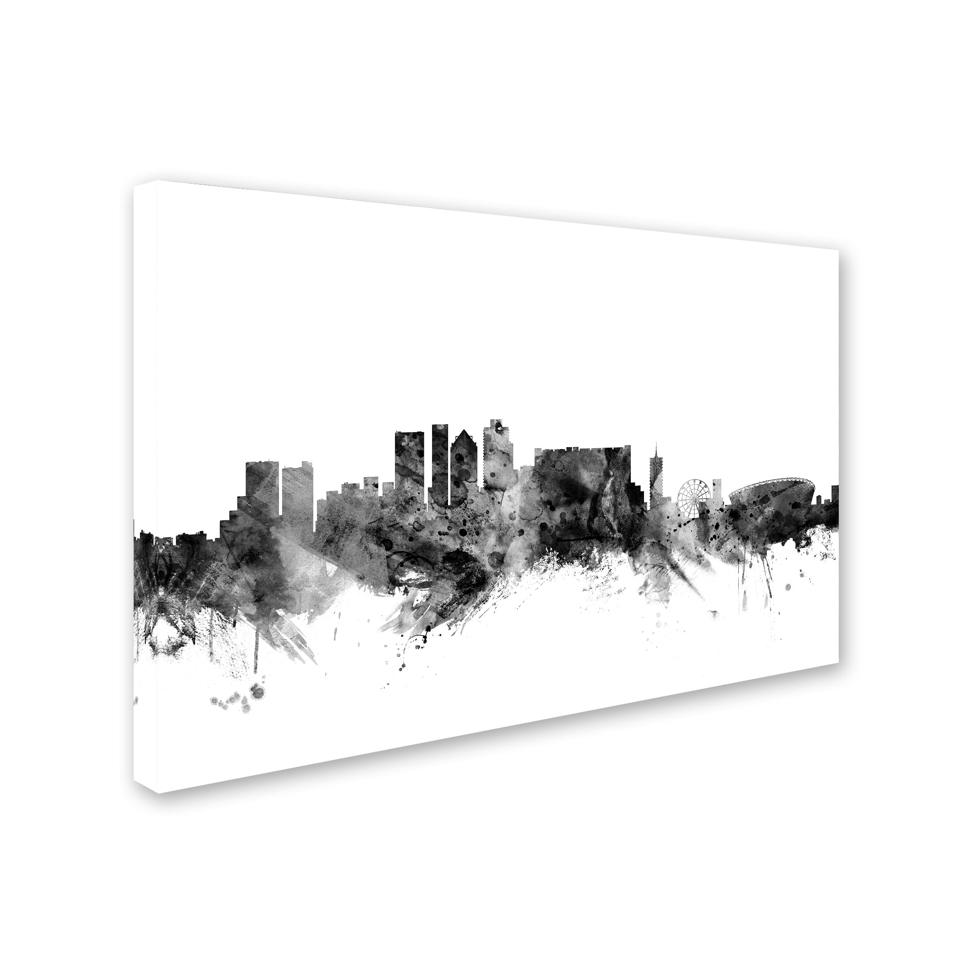 Trademark Fine Art "Cape Town S Africa Skyline B&W" Canvas Art by Michael Tompsett