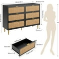 thumbnail image 2 of Garvee Rattan 6 Drawer Bedroom Dresser, Large Double Dresser with Deep Drawers, Closet Chest of Drawers, Wide Top, Long Wood Dresser for Living Room, Hallway, Kids Room, Black, 2 of 8