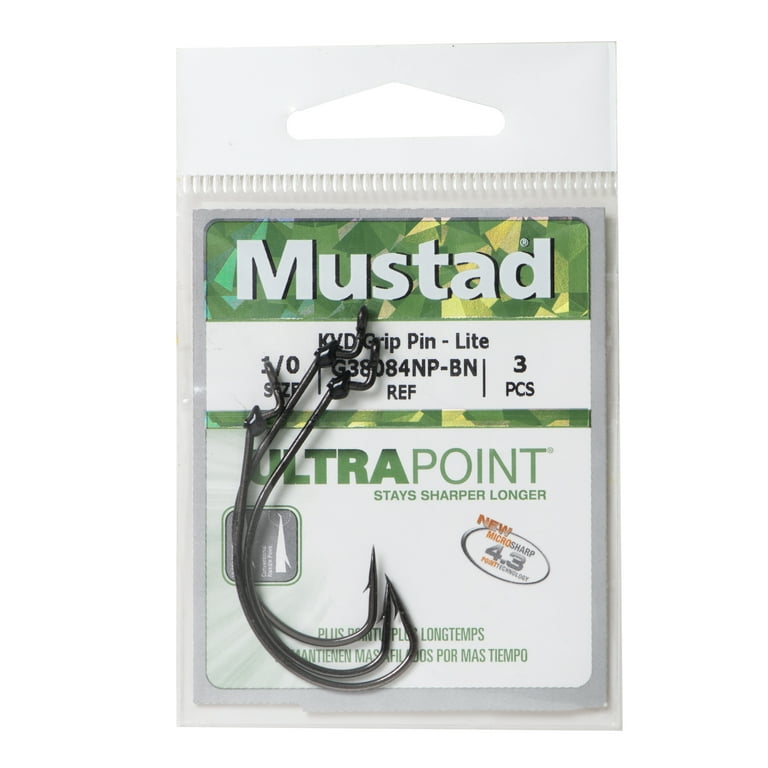 Mustad KVD Grip Pin Lite Hook - Size: 1/0 (Black Nickel) 3pc