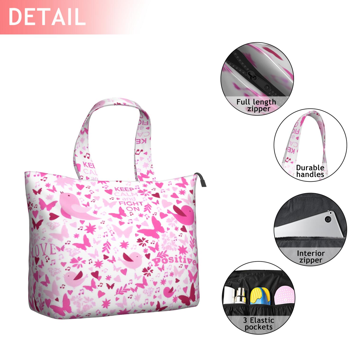 Pink Breast Cancer Travel Tote Bags for Women Carry On,Large Weekender Bags for Women Travel,Multi Functional Duffle Bag for Work,Shopping,Sports