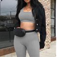 thumbnail image 4 of Leggings Fitness Sport Stretch Short Pants Mujer Pantalones de yoga, Gris, M Noticed AP002149-14, 4 of 7