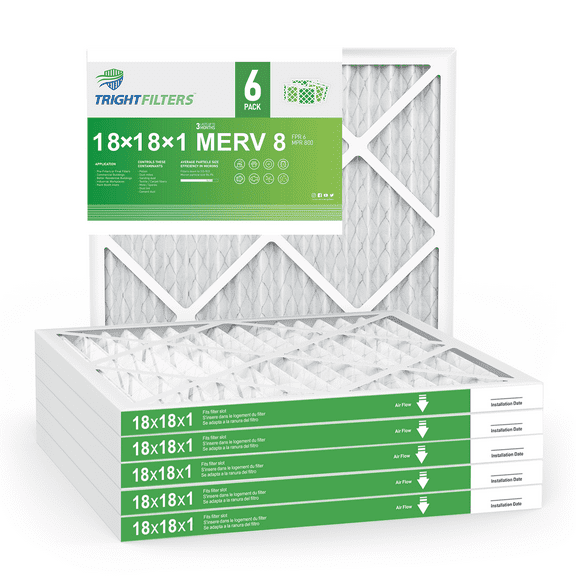 TRIGHTFILTERS 18x18x1 Air Filter MERV 8 Pleated HVAC AC Furnace Filters 6 Pack