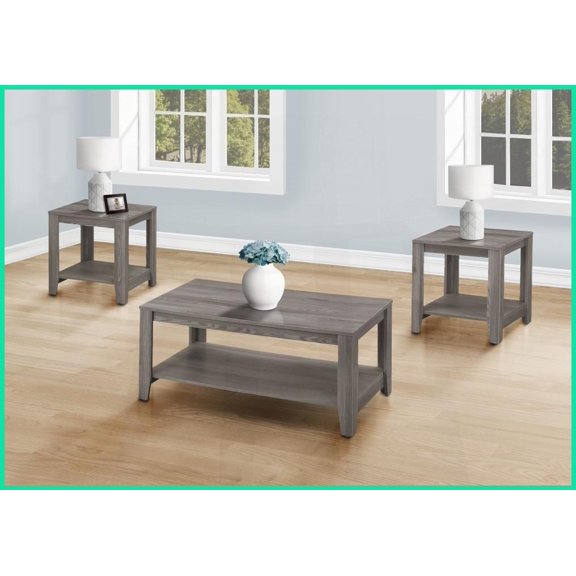 3-Piece Grey Wood-Look Coffee Table Set for Living Room, Sofa-Friendly with Extra Storage
