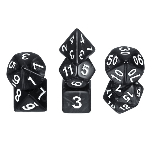 Polyhedral DND Dice Set, 7 Pcs DND Acrylic Dice for RPG Role Playing Table Games Tabletop Gaming Accessories, Pearl Pattern Black