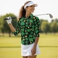 thumbnail image 4 of Uorisanigo Lucky Four Leaf Clover Women's Golf Shirt with3/4 Roll Sleeve Versatile Women's Dry-Fit Golf Polo Shirts Fashionable Comfortable Quarter Zip Athletic Tops for Workout Sports, 4 of 7