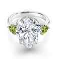 thumbnail image 2 of Gem Stone King 925 Sterling Silver Green Peridot Ring Set with Pear Shape Moissanite (10.13 Cttw) (Size 6), 2 of 5