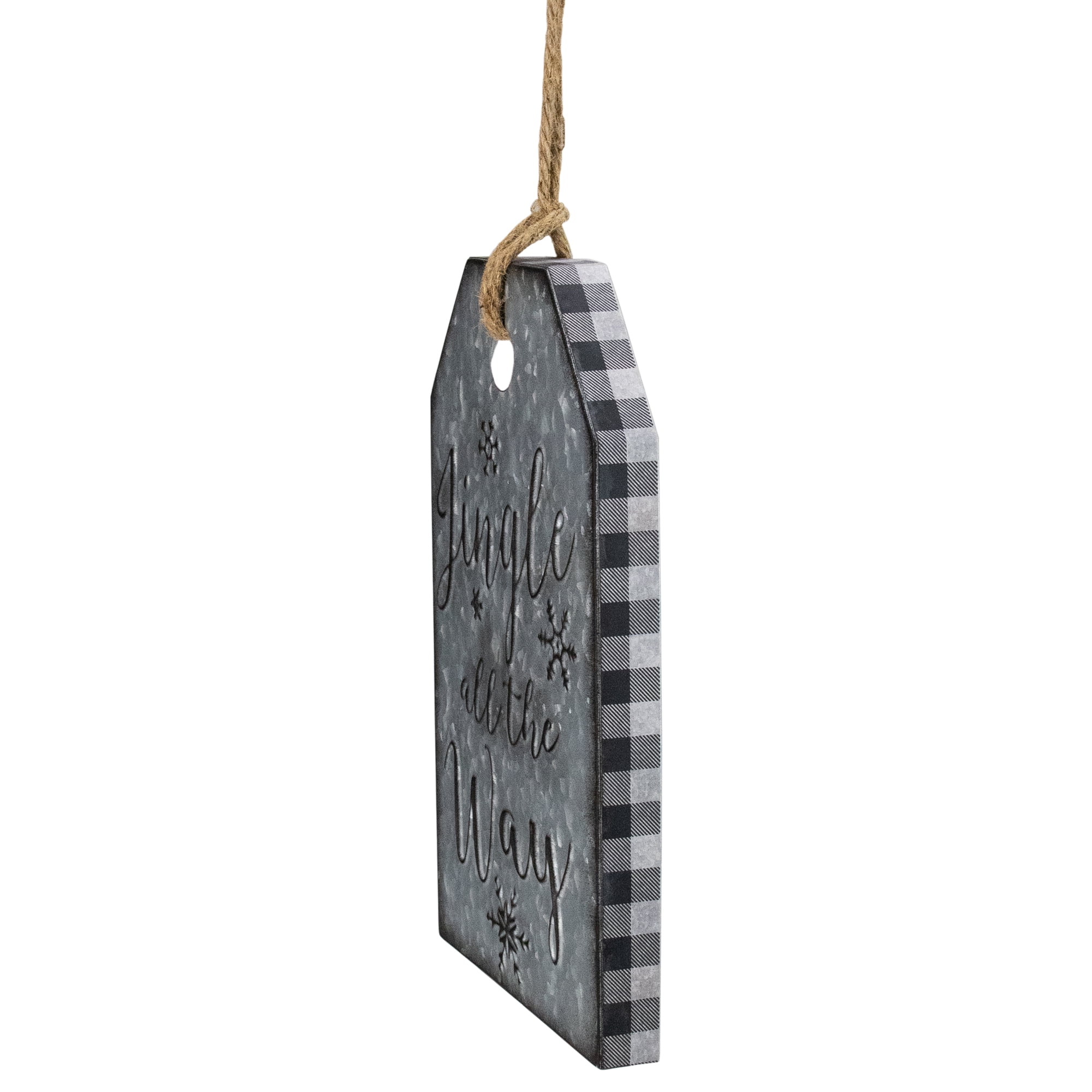12.25" Silver and Black Metal Distressed "Jingle All The Way" Christmas Wall Decor