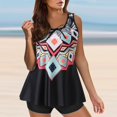 thumbnail image 3 of Junior Women's Geometric Beach Tankini Two-Piece Swim Set Low Back Low Waist, 3 of 10