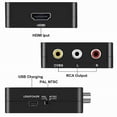 thumbnail image 2 of HDMI to RCA,HDMI to AV, 1080P HDMI to 3RCA CVBS AV Composite Video Audio Converter Adapter Supports PAL/NTSC with USB Charge Cable for PC Laptop HDTV DVD-Black, 2 of 7