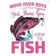 thumbnail image 2 of Camiseta de manga corta 100 % algodón con estampado "MOVE OVER BOYS FISH", cómoda y casual para niñas., 2 of 7