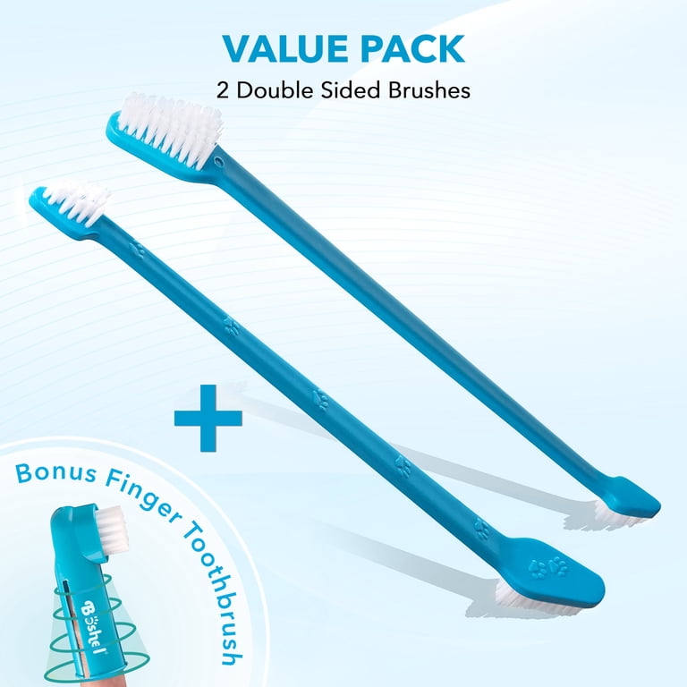 BOSHEL Dual-Headed Dog Toothbrush 3-Pack with Finger Brush photo 6