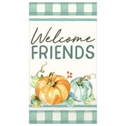 Muted Autumn Welcome Friends 16 ct Guest Napkins Thanksgiving Green Plaid