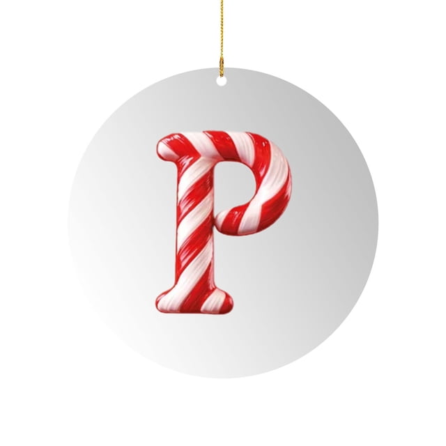 26 adornos navideños acrílicos con letras del alfabeto | Letras 2D de 10 cm con diseño de gorro de Papá Noel y bastón de caramelo para manualidades en el árbol y el hogar