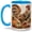 Blue, variant on Rooster Patchwork 11oz Accent Mug, Ceramic Drinkware for Farmhouse Kitchen Glossy ceramic mug with double-sided autumn rooster patchwork artwork for daily coffee or tea
