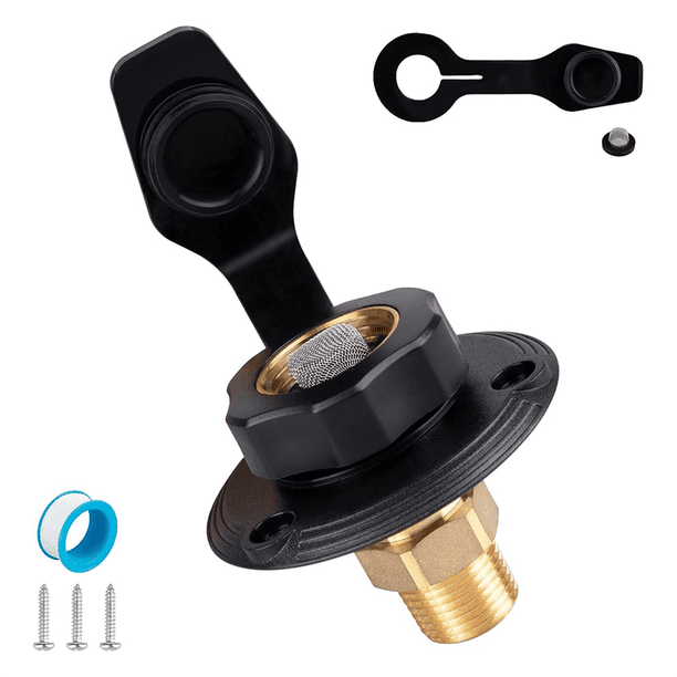 Entrada de Agua para RV, Entrada Urbana para RV con Válvula de Retención, Conector de Manguera de Agua para RV con Tapa, Conector Hembra de 3/4 A Conector Macho NPT de 1/2
