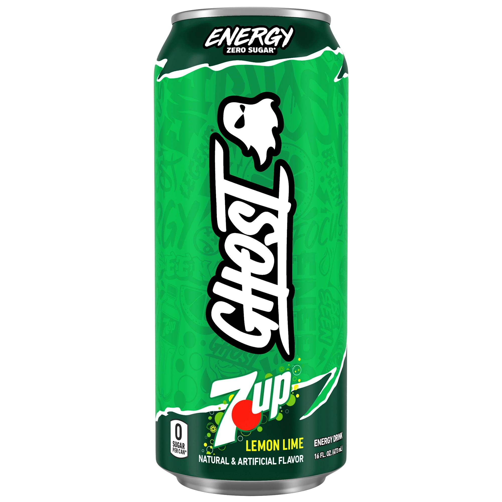 GHOST Zero Sugar Energy Drink, 7UP Lemon Lime, 16 fl oz Can, 12 Pk
