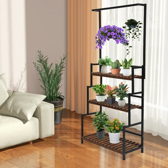 Dwellnix Metal Plant Stand 3 Tier Rack Flower Pot Shelf Hanger Garden In Outdoor Display